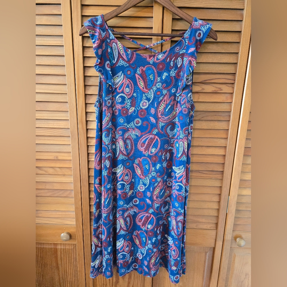 LOFT Navy Paisley Patterned Dress